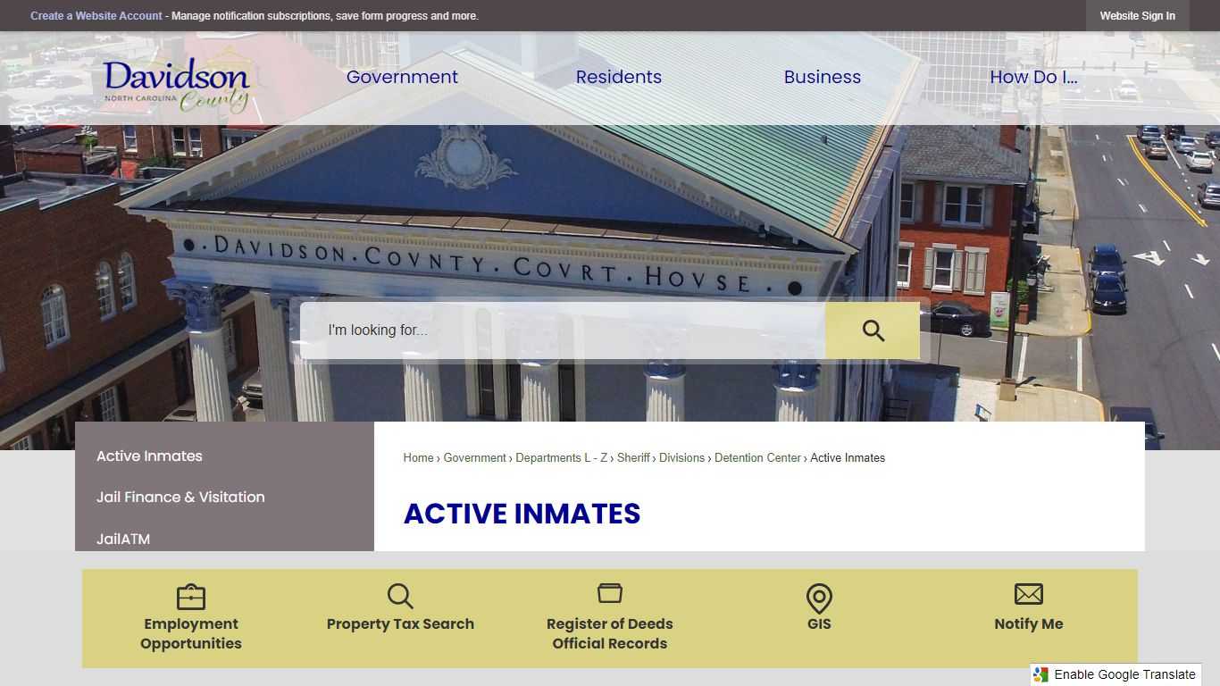 Active Inmates | Davidson County, NC